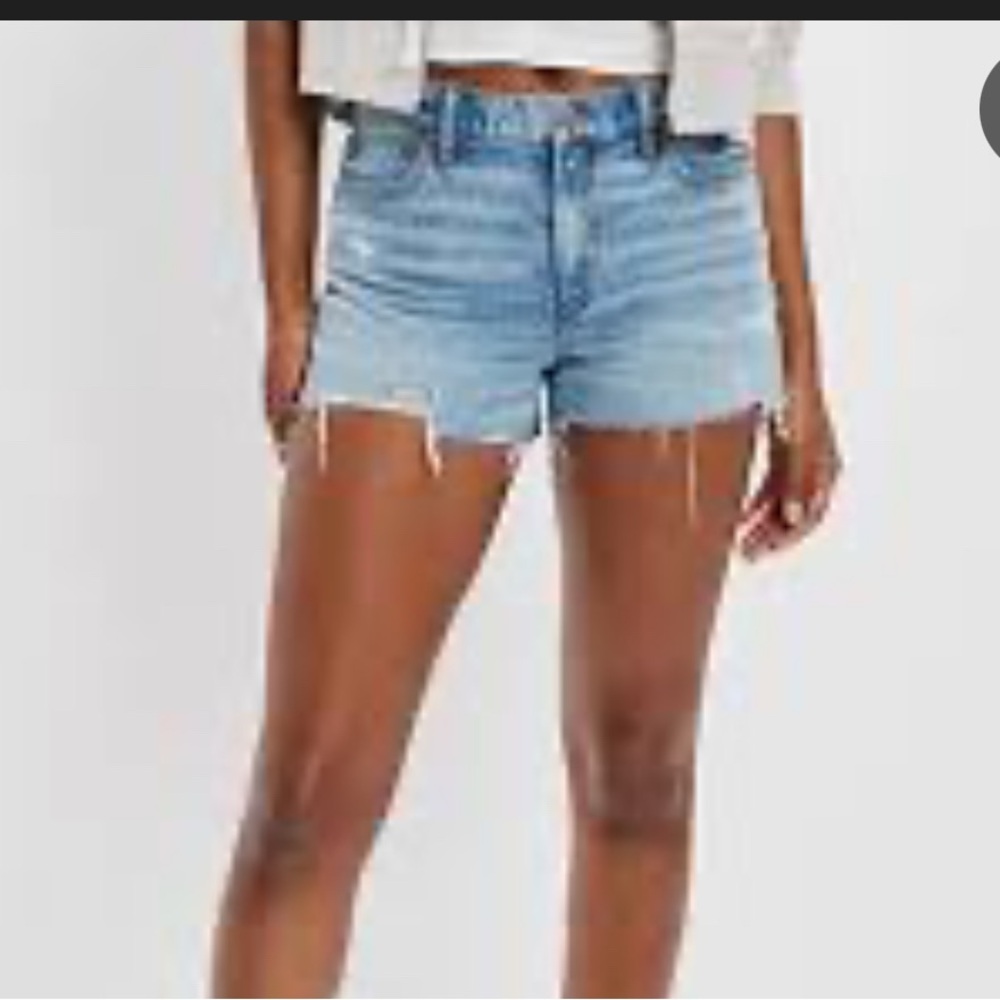 American Eagle Outfitters Blue Distressed Jean Shorts